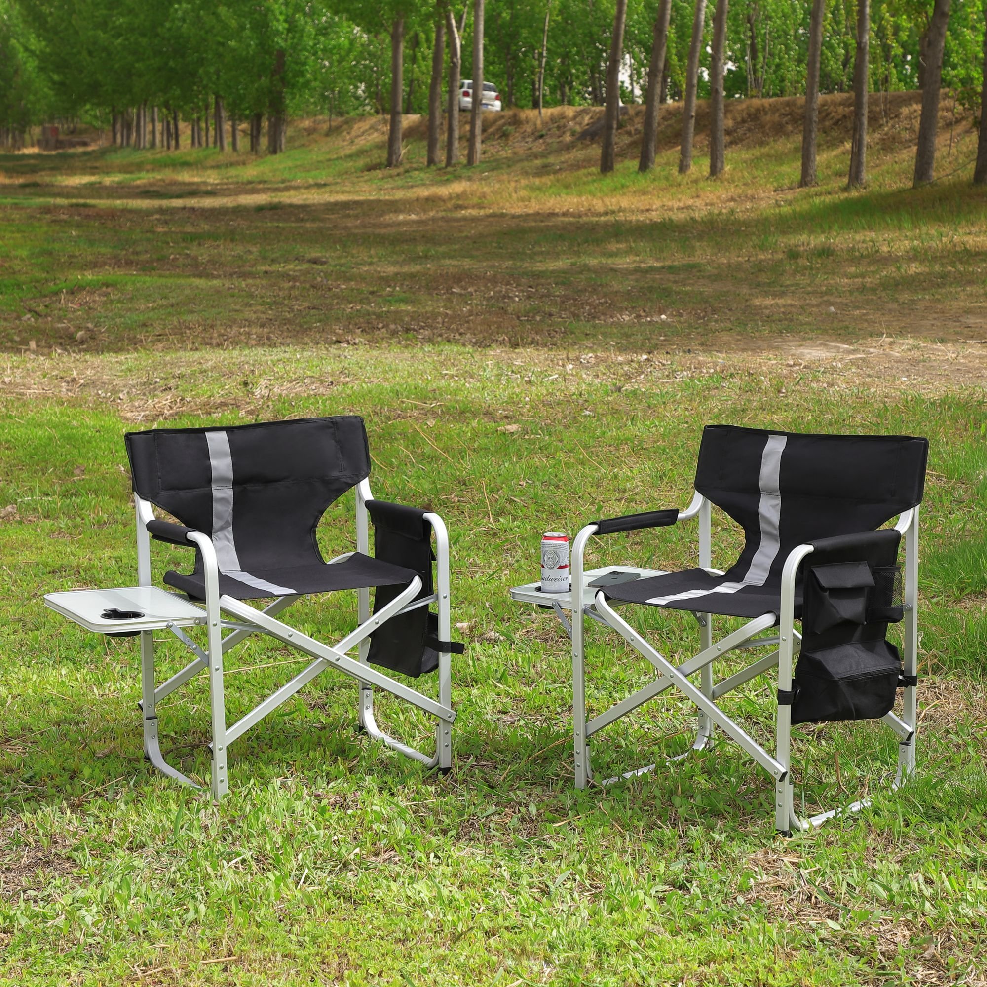 2-piece Padded Folding Outdoor Chair with Side Table and Storage Pockets,Lightweight Oversized Directors Chair for indoor, Outdoor Camping 2-piece Padded Folding Outdoor Chair with Side Table and Storage Pockets,Lightweight Oversized Directors Chair for indoor, Outdoor Camping