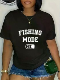 Fashion Tshirt Fishing Mode On Funny Fisher Gift Fisherman Dad Angling T-Shirt (Color: black, size: XL)