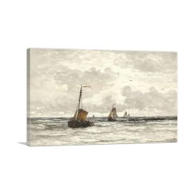 Fishing Boats On The Breakers 1915 (Type: Standard Framed Canvas Print, size: 32" x 24" / 80cm x 60cm (approx))